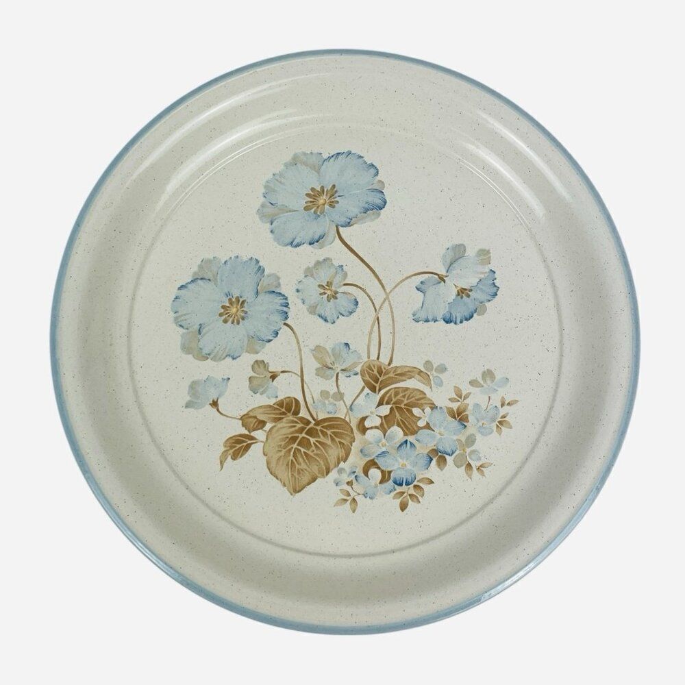 Nitto Overtones Bali Chop Plate Serving Platter Japan Blue Flowers Stoneware